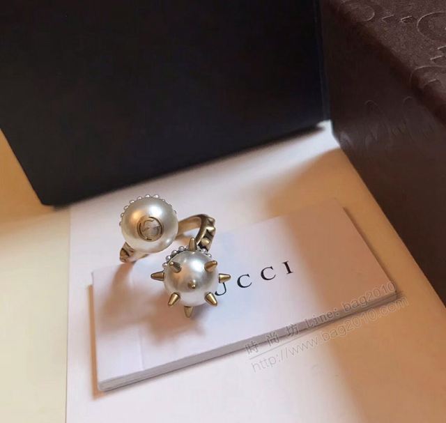 GUCCi飾品 古馳女戒指 Gucci時尚 柳丁珍珠 開口戒指  zgbq1203